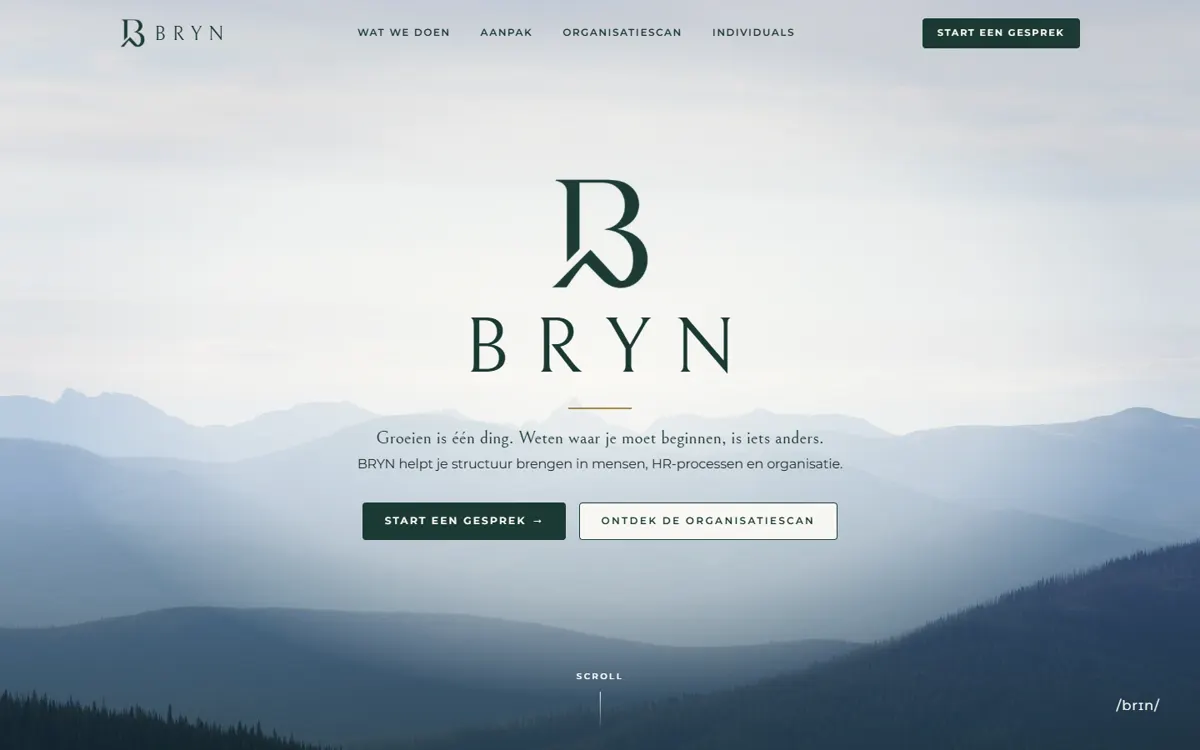 De homepage van BRYN
