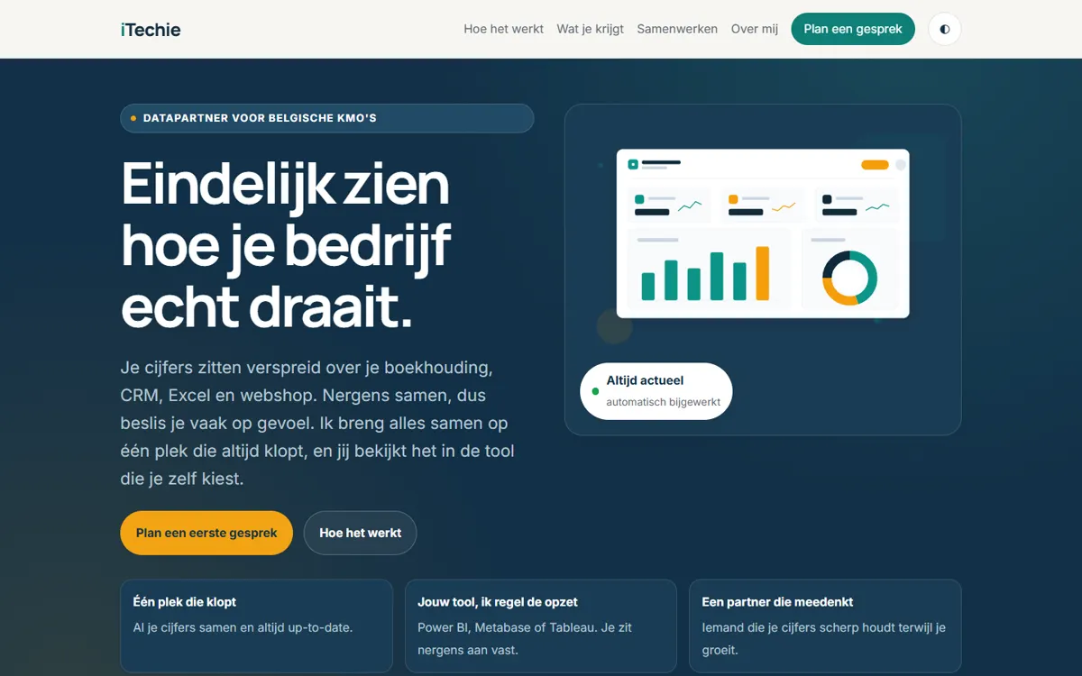 De homepage van itechie.be